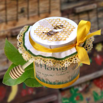 Preview: 654 Klöppelbrief Deko für Honig-Gläser "Fleißiges Bienchen"